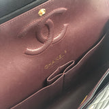 Black Quilted Caviar Medium Classic Double Flap GHW  Bag / CHANEL