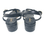 Black Quilted CC Chain T-Strap Leather Sandals / CHANEL - Size 39