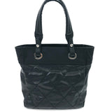 Black Quilted Coated Canvas Paris Biarritz PM Tote Bag / CHANEL