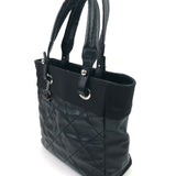 Black Quilted Coated Canvas Paris Biarritz PM Tote Bag / CHANEL