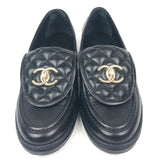 Black Quilted Lambskin Leather CC Turnlock Loafers / CHANEL - Size 37