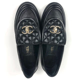 Black Quilted Lambskin Leather CC Turnlock Loafers / CHANEL - Size 37