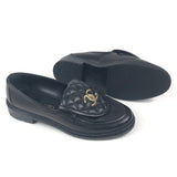 Black Quilted Lambskin Leather CC Turnlock Loafers / CHANEL - Size 37
