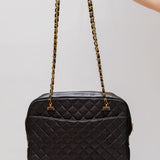 Black Quilted Timeless Lambskin Leather Tote Bag / CHANEL
