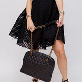 Black Quilted Timeless Lambskin Leather Tote Bag / CHANEL