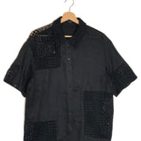 Black RAYURE Patchwork Crochet Cotton-linen Blend Shirt / S.I.R THE LABEL - Size 1