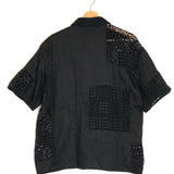 Black RAYURE Patchwork Crochet Cotton-linen Blend Shirt / S.I.R THE LABEL - Size 1