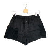 Black RAYURE Patchwork Crochet Cotton-linen Blend Shorts / S.I.R THE LABEL - Size 1
