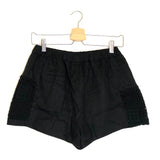 Black RAYURE Patchwork Crochet Cotton-linen Blend Shorts / S.I.R THE LABEL - Size 1