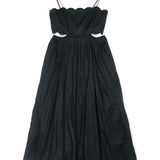 Black RHIANNON Scallop Linen Midi Dress / ZIMMERMANN - Size 2