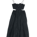 Black RHIANNON Scallop Linen Midi Dress / ZIMMERMANN - Size 2