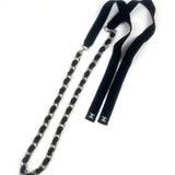 Black Ribbon with Silver Chain Belt / CHANEL - Size S