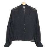 Black RING CUT YARN Jacquard Silk Blouse / ROSEANNA - Size 36