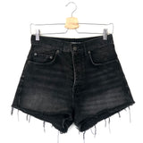 Black Ripped Denim Leather Yokes Shorts / THE KOOPLES - Size 2
