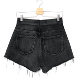 Black Ripped Denim Leather Yokes Shorts / THE KOOPLES - Size 2
