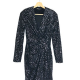 Black RIVY Sequined Long Sleeves Mini Dress &nbsp;/ MAJE - Size 1