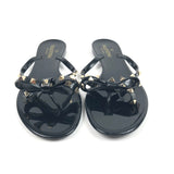 Black Rockstud Rubber Thong Flats / VALENTINO - Size 40