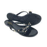 Black Rockstud Rubber Thong Flats / VALENTINO - Size 40