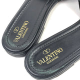 Black Roman Stud Quilted Leather Flat Slide Sandals / VALENTINO - Size 41
