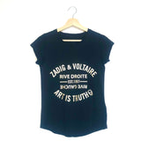 Black Round Neck Tee with Gold Logo / ZADIG & VOLTAIRE - Size XS