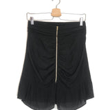 Black Ruched Front-zip Mini Skirt / SANDRO - Size 2