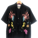 Black Sea-inspired Print Short Sleeves Camp Shirt / SCOTCH &amp; SODA - Size 38