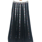 Black Semi-Sheer Gauze Silk Embroidered Stripes Maxi Skirt / MISSONI - Size IT 44