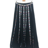 Black Semi-Sheer Gauze Silk Embroidered Stripes Maxi Skirt / MISSONI - Size IT 44