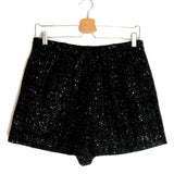 Black Sequin-embellished Tweed Shorts / MAJE - Size 40