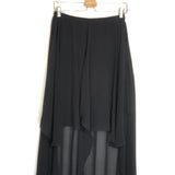 Black Silk Chiffon Asymmetric Midi Skirt / CHLOE - Size 36