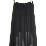 Black Silk Chiffon Asymmetric Midi Skirt / CHLOE - Size 36