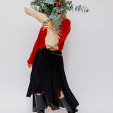 Black Silk Chiffon Asymmetric Midi Skirt / CHLOE - Size 36