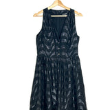 Black Silk Jacquard Metallic Embroidered V-Neck Sleeveless Midi Dress / CHANEL - Size 40