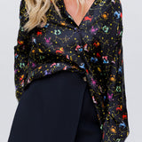 Black Silk Zodiac Pixel Long Sleeves Shirt / CHRISTIAN DIOR - Size 38