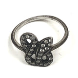 Black Silver Snake Paved with Diamonds on Black Silver Ring / MATHILDE DANGLADE - Size 43