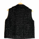 Black Sleeveless Sequined Tweed Top / MAJE - Size 3