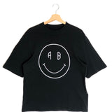 Black Smiley Print Organic Cotton T-shirt / ANINE BING - Size S