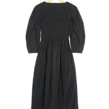 Black Smocked Poplin Organic Cotton Midi Dress / GANNI - Size 34