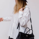 Black Smooth Calfskin Small Bel Air Carryall Bag / BALENCIAGA