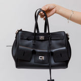 Black Smooth Calfskin Small Bel Air Carryall Bag / BALENCIAGA