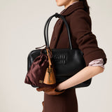 Black Smooth Leather Beau Large Top Handle Bag / MIU MIU