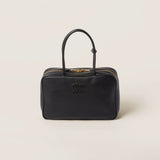 Black Smooth Leather Beau Large Top Handle Bag / MIU MIU