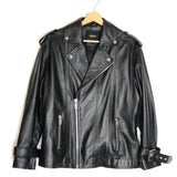 Black Soft Leather Biker Jacket / MAJE - Size 38