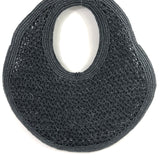 Black SPIAGGIA Large Flat Woven Raffia Round Basket Bag / JACQUEMUS