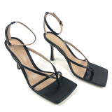 Black STRETCH Square Sole Leather Sandals / BOTTEGA VENETA - Size 39
