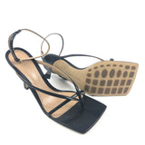 Black STRETCH Square Sole Leather Sandals / BOTTEGA VENETA - Size 39