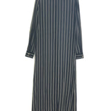 Black Striped Silk Embellished Crystal Buttons Maxi Shirt Dress / LANVIN - Size 36