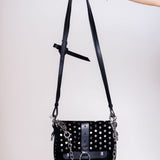 Black Studded Suede and Smooth Leather Crossbody Bag / ZADIG & VOLTAIRE