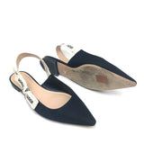 Black Technical Fabric J'Adior Slingback Flats / CHRISTIAN DIOR - Size 37.5
