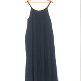 Black Thin Straps Cotton Gauze Maxi Dress - One Size